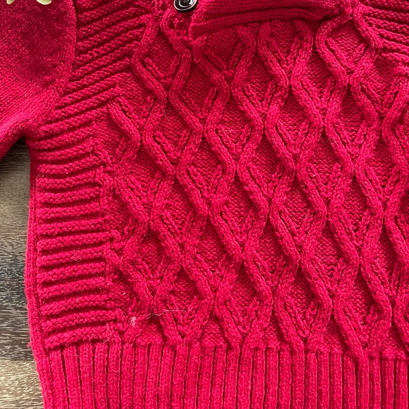 SOLD Red Cable Knit Sweater, 12 months - Picture 3 of 7